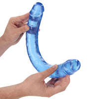 RealRock Crystal Clear Double Dong 18 in. Dual-Ended Dildo Blue