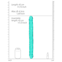 RealRock Crystal Clear Double Dong 18 in. Dual-Ended Dildo Turquoise