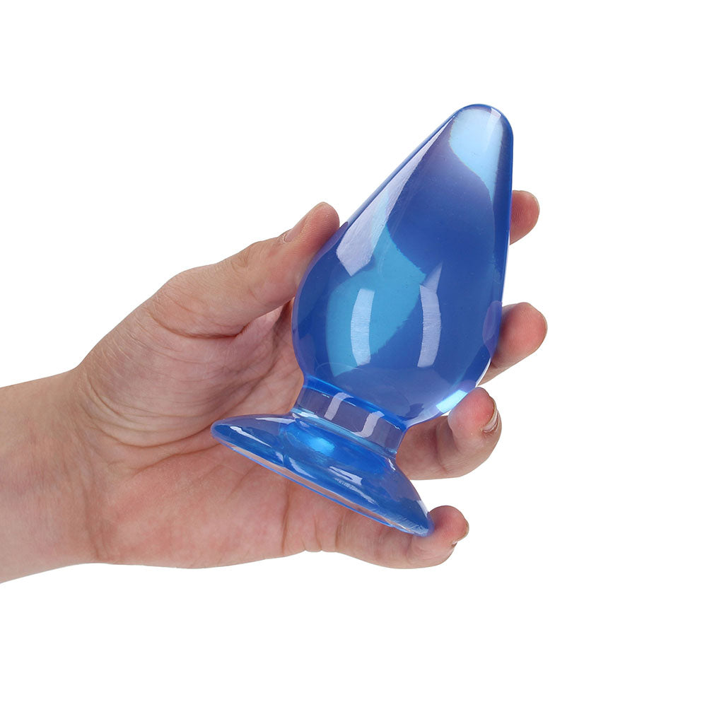 RealRock Crystal Clear 4.5 in. Anal Plug Blue