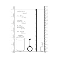 Ouch! Urethral Sounding Silicone Plug & Cock Ring Set Black 10 mm