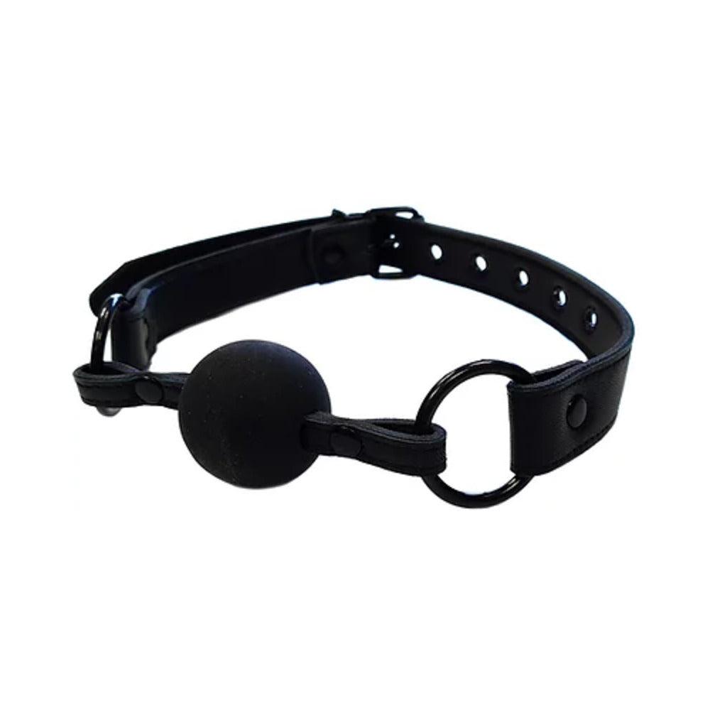 Rouge Leather Ball Gag Black with Black Accessories