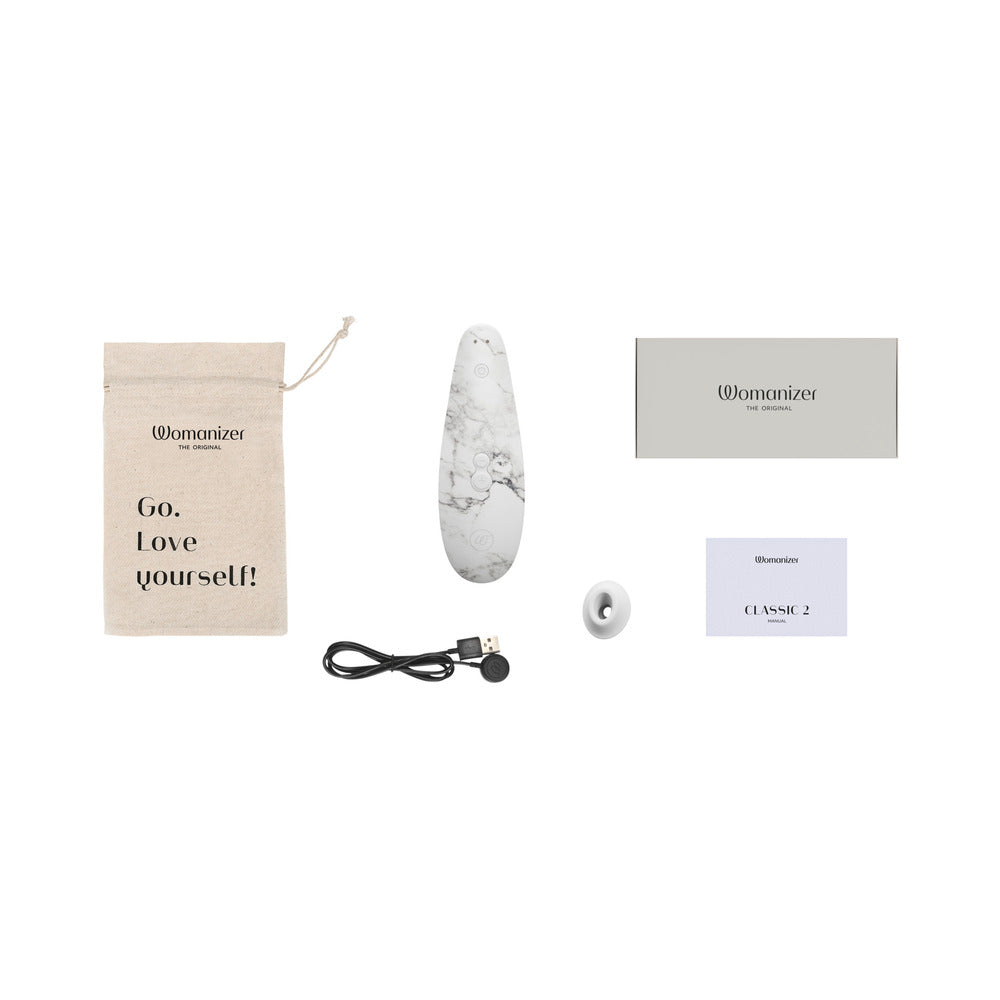 Womanizer x Marilyn Monroe Classic 2 Special Edition Rechargeable Silicone Pleasure Air Clitoral Stimulator White Marble