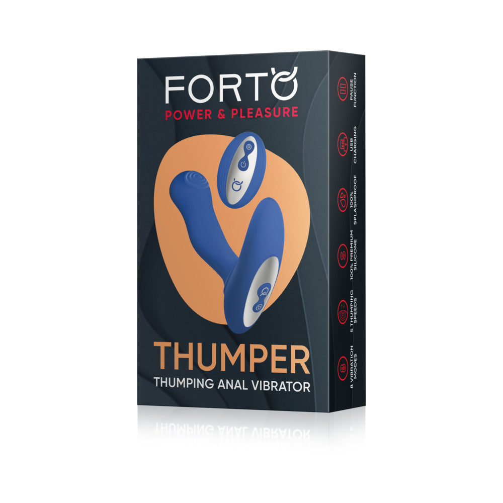 Forto Thumper Rechargeable Remote-Controlled Silicone Thumping Anal Vibrator Blue