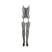 Shots Le Desir Fishnet & Lace Gartered Bodystocking Black O/S