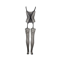 Shots Le Desir Fishnet & Lace Gartered Bodystocking Black O/S