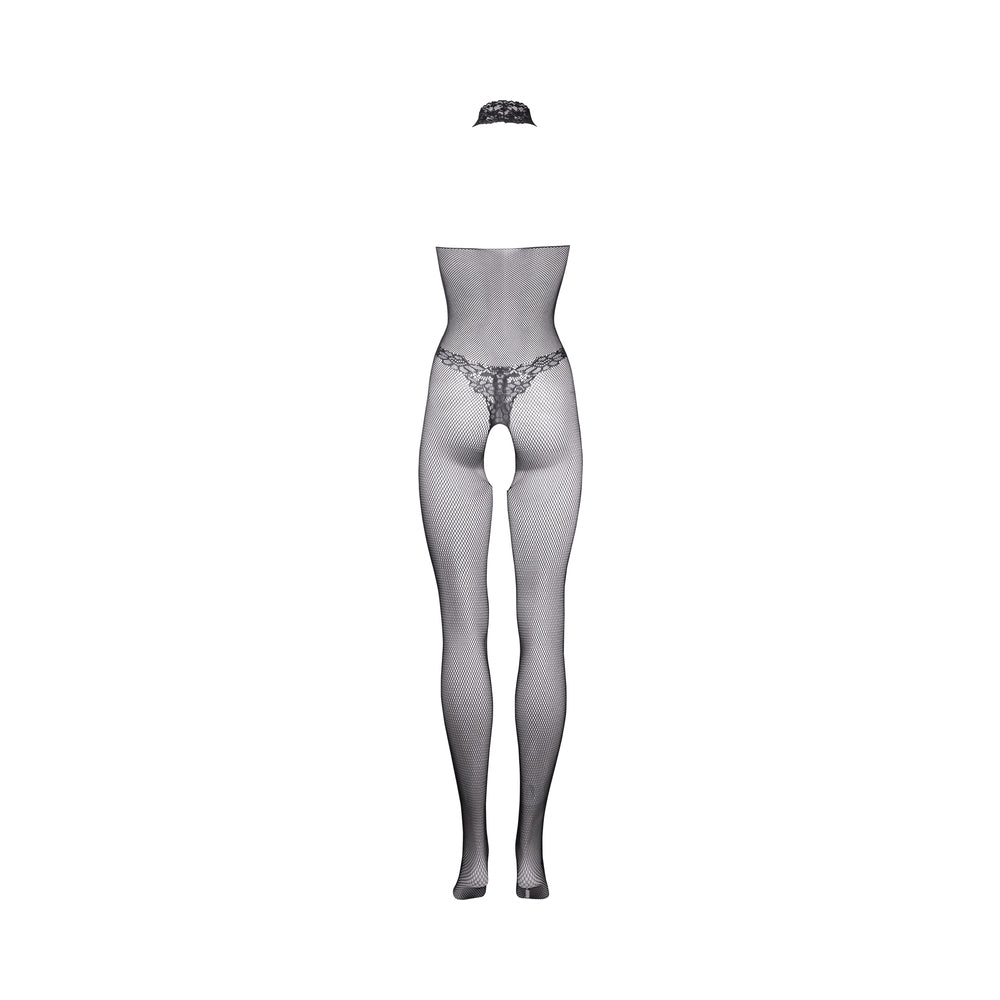 Shots Le Desir Fishnet & Lace High-Neck Bodystocking Black O/S