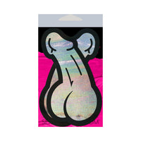 Pastease Penis: Holographic Silver Dick Nipple Pasties