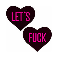 Pastease Let's Fuck Black Heart Nipple Pasties