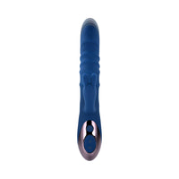 Evolved The Ringer Rechargeable Thrusting Silicone Rabbit Vibrator Blue