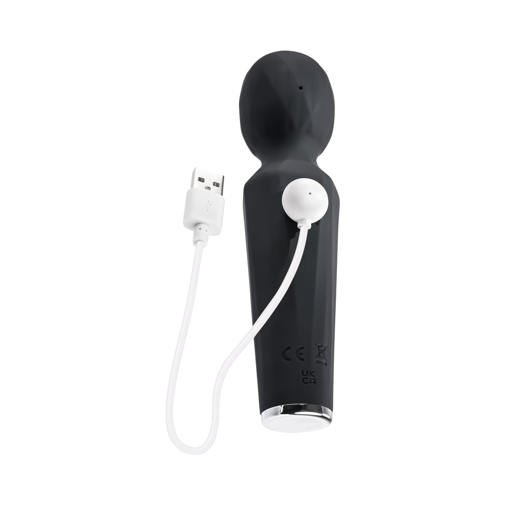 Evolved Rainbow Sucker Light-Up Rechargeable Dual-Function Silicone Suction Wand Vibrator Black