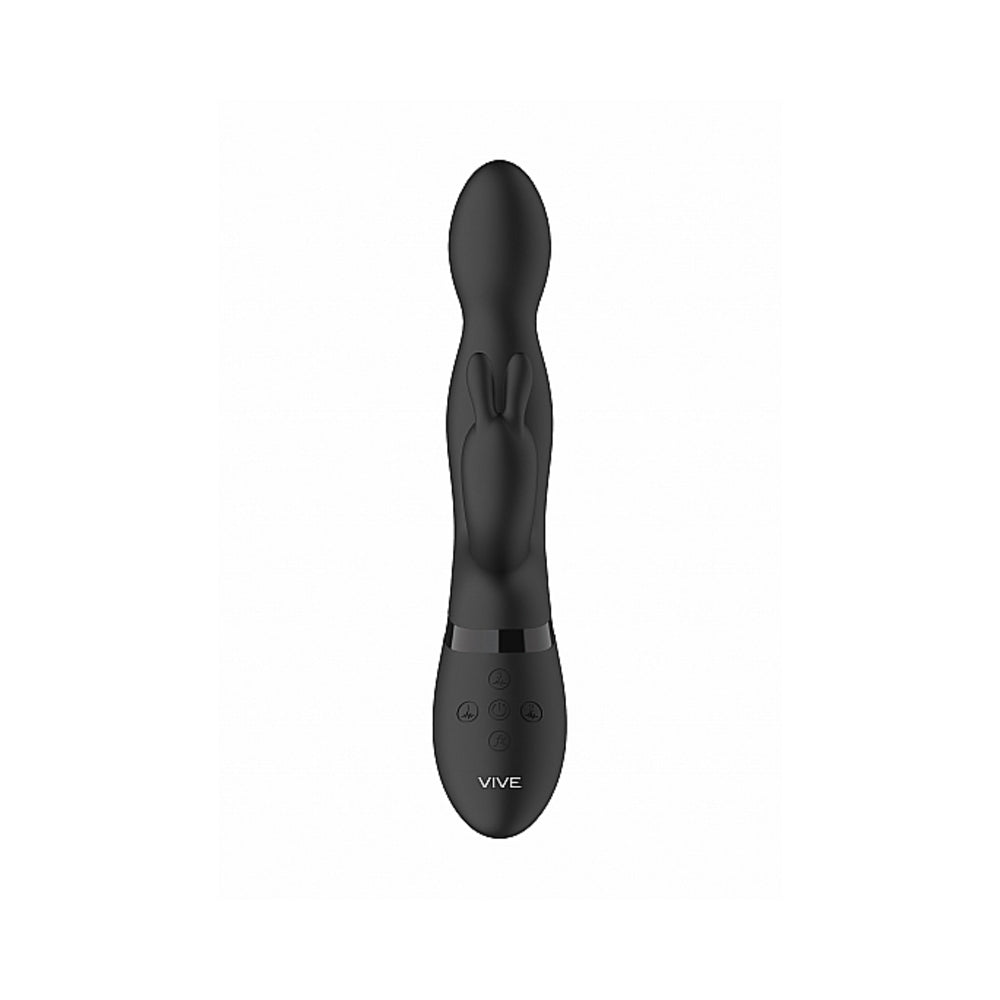 VIVE NIVA Rechargeable 360∞ Rotating Silicone Rabbit Vibrator Black