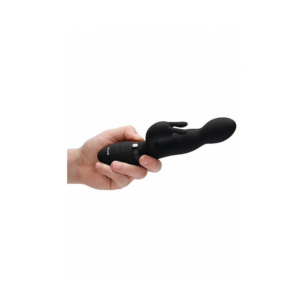 VIVE NIVA Rechargeable 360∞ Rotating Silicone Rabbit Vibrator Black