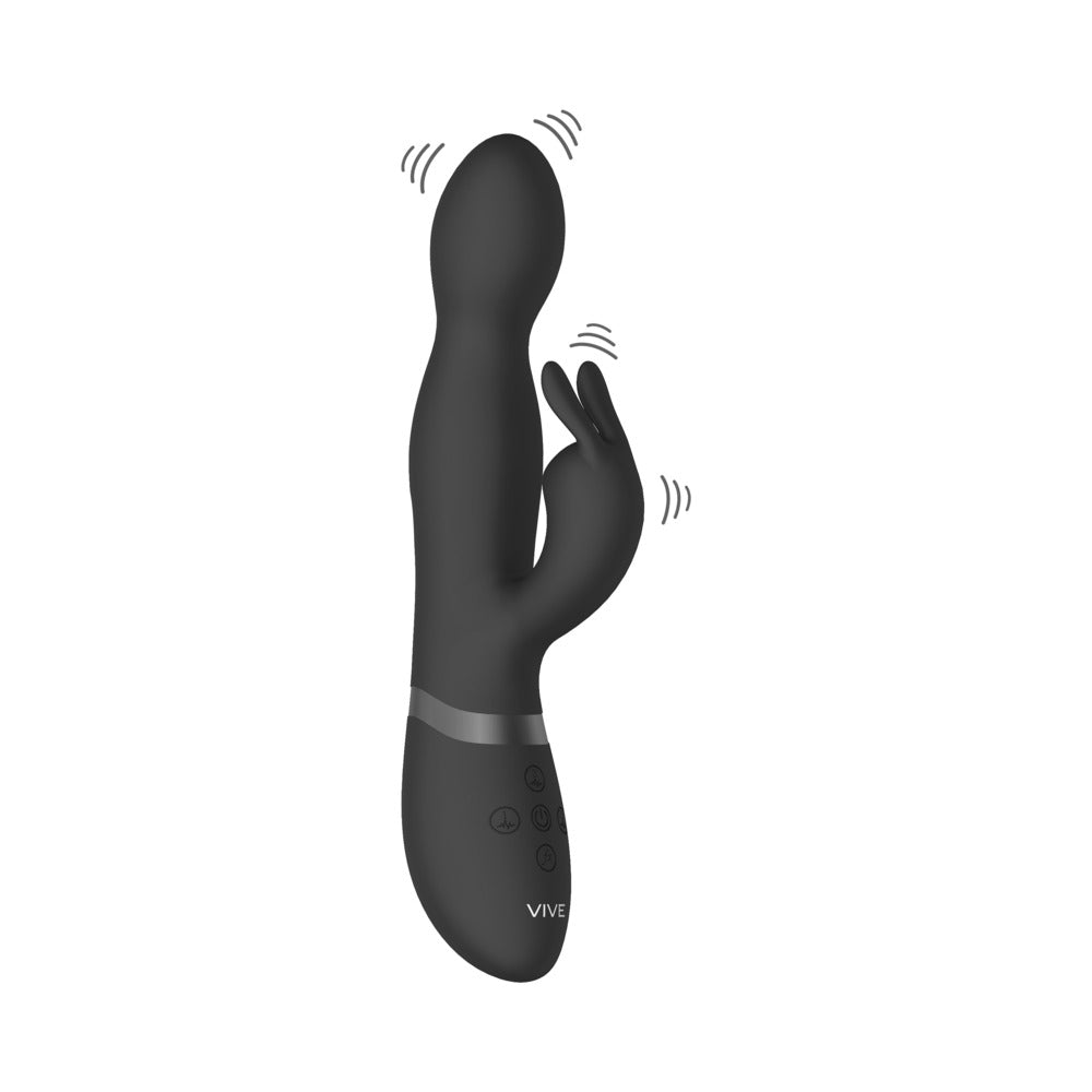 VIVE NIVA Rechargeable 360∞ Rotating Silicone Rabbit Vibrator Black