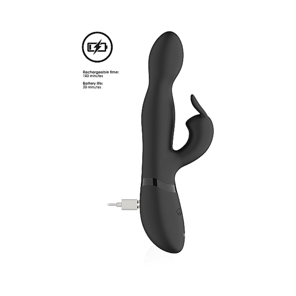 VIVE NIVA Rechargeable 360∞ Rotating Silicone Rabbit Vibrator Black