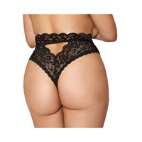 Dreamgirl High-Waist Scallop Lace Panty With Keyhole Back Black 2XL
