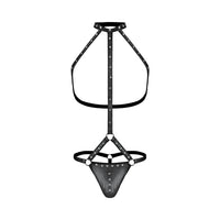 Male Power Fetish Gladiator High-Neck Strappy Body Harness Black L/XL