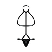 Male Power Fetish Gladiator High-Neck Strappy Body Harness Black L/XL