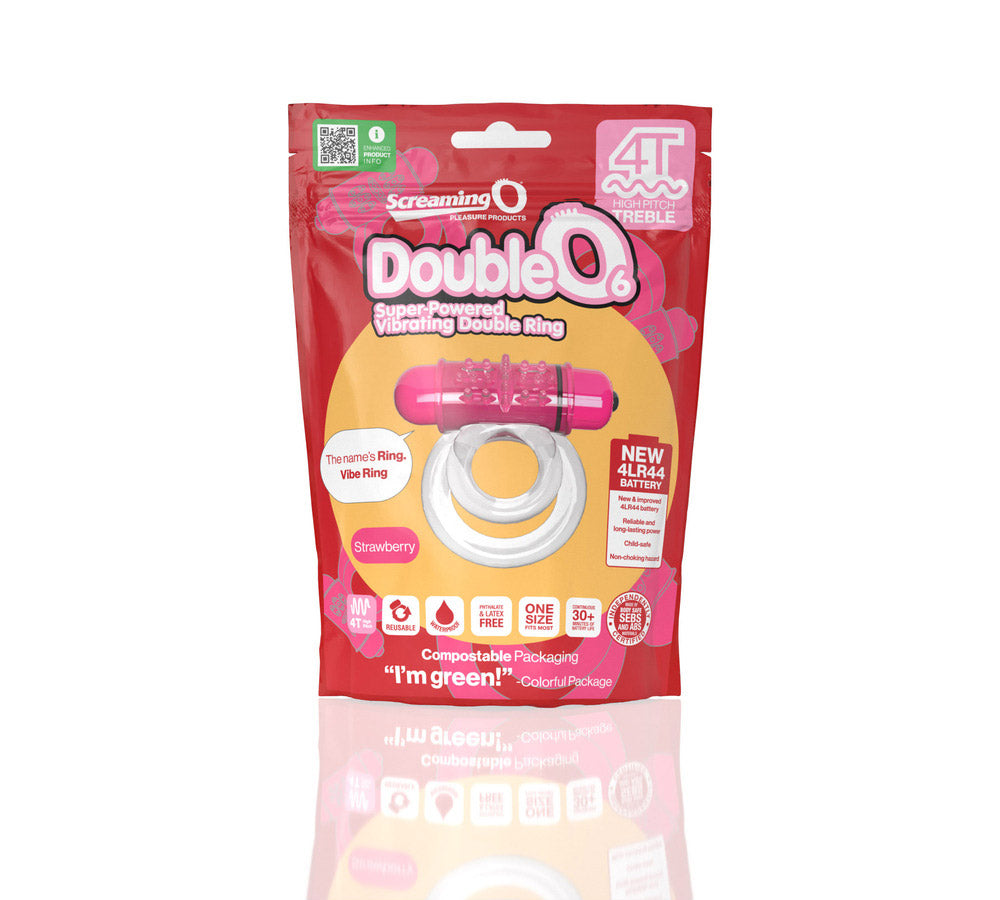 Screaming O 4T DoubleO 6 Vibrating Double Cockring Strawberry