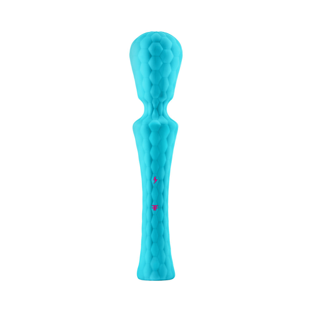 FemmeFunn Ultra Wand XL Rechargeable Flexible Textured Silicone Vibrator Turquoise