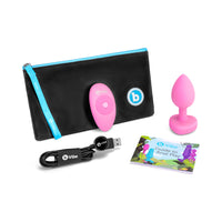 b-Vibe Vibrating Heart Rechargeable Remote-Controlled Anal Plug with Heart-Shaped Jewel Base S/M Pink