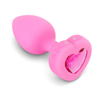 b-Vibe Vibrating Heart Rechargeable Remote-Controlled Anal Plug with Heart-Shaped Jewel Base S/M Pink