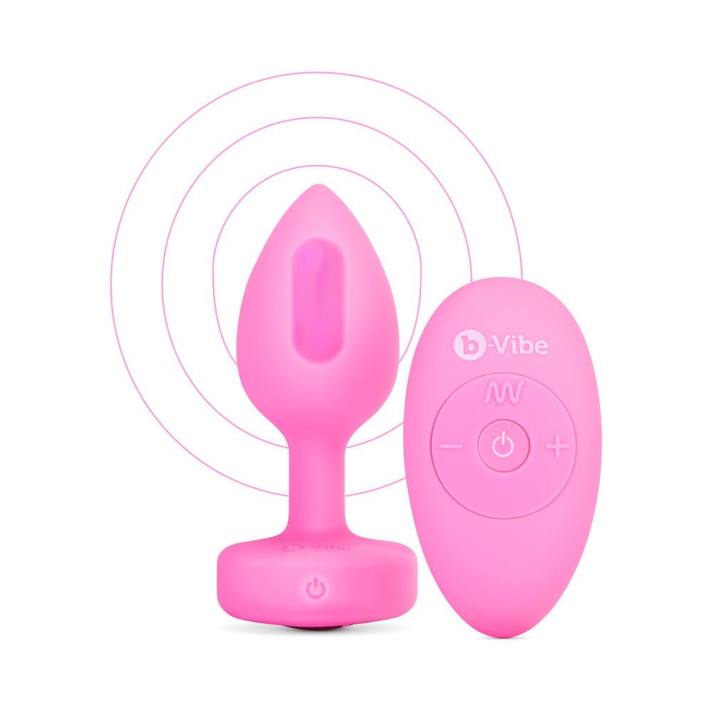 b-Vibe Vibrating Heart Rechargeable Remote-Controlled Anal Plug with Heart-Shaped Jewel Base S/M Pink