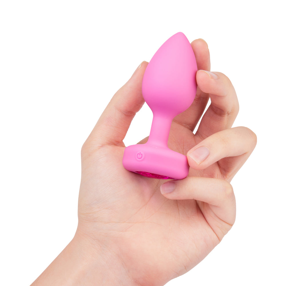 b-Vibe Vibrating Heart Rechargeable Remote-Controlled Anal Plug with Heart-Shaped Jewel Base S/M Pink