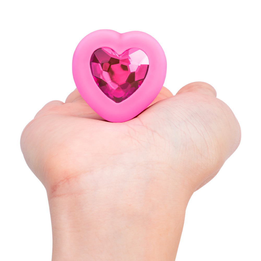 b-Vibe Vibrating Heart Rechargeable Remote-Controlled Anal Plug with Heart-Shaped Jewel Base S/M Pink