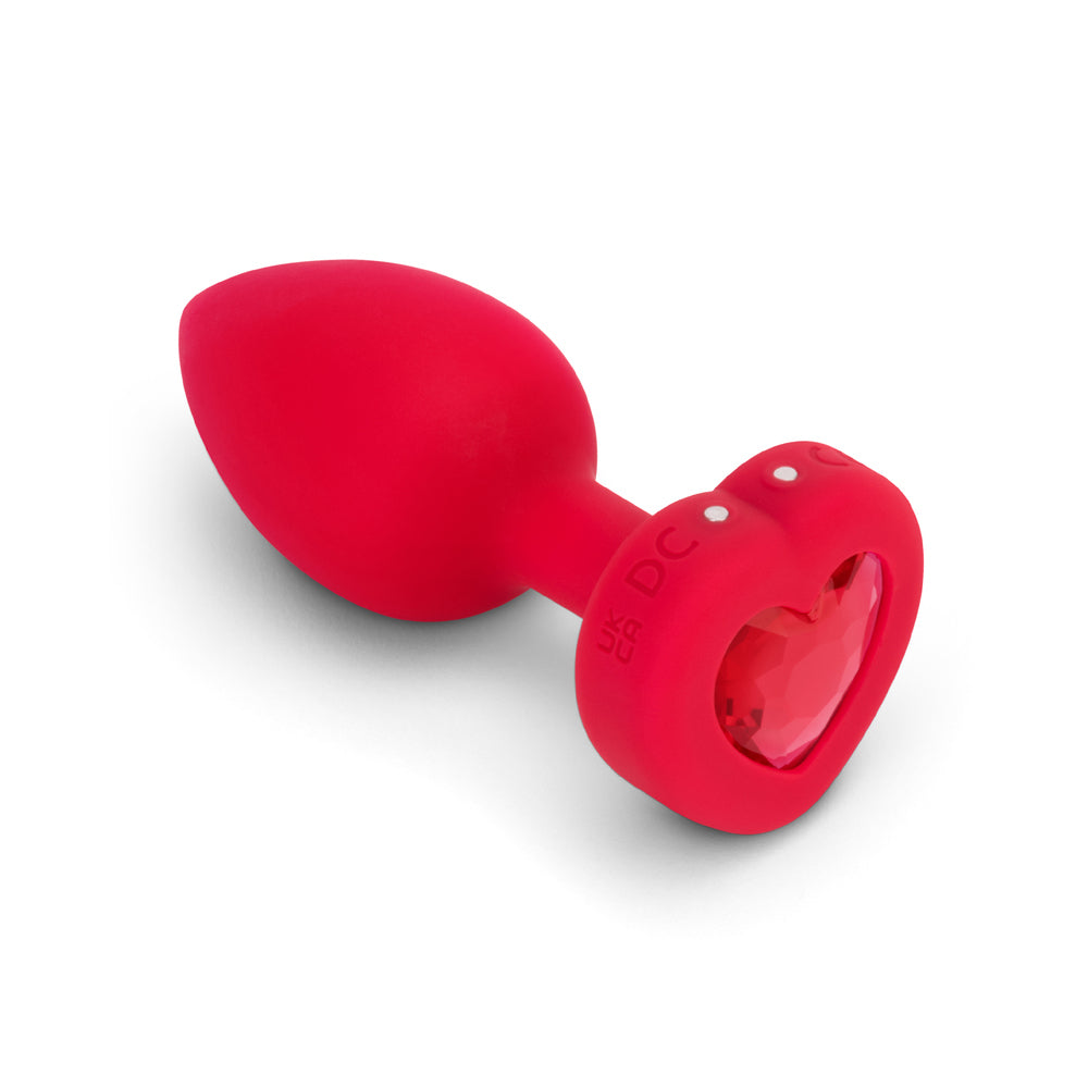 b-Vibe Vibrating Heart Rechargeable Remote-Controlled Anal Plug with Heart-Shaped Jewel Base M/L Red