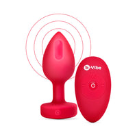 b-Vibe Vibrating Heart Rechargeable Remote-Controlled Anal Plug with Heart-Shaped Jewel Base M/L Red