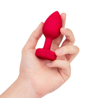 b-Vibe Vibrating Heart Rechargeable Remote-Controlled Anal Plug with Heart-Shaped Jewel Base M/L Red