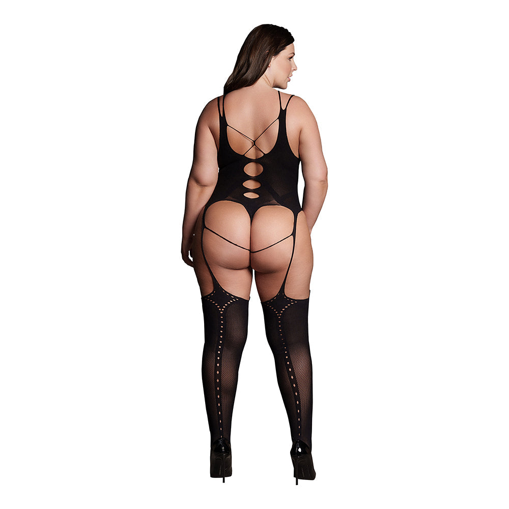 Shots Le Desir Shade Elara VII Bodystocking with Open Cups Black Queen Size
