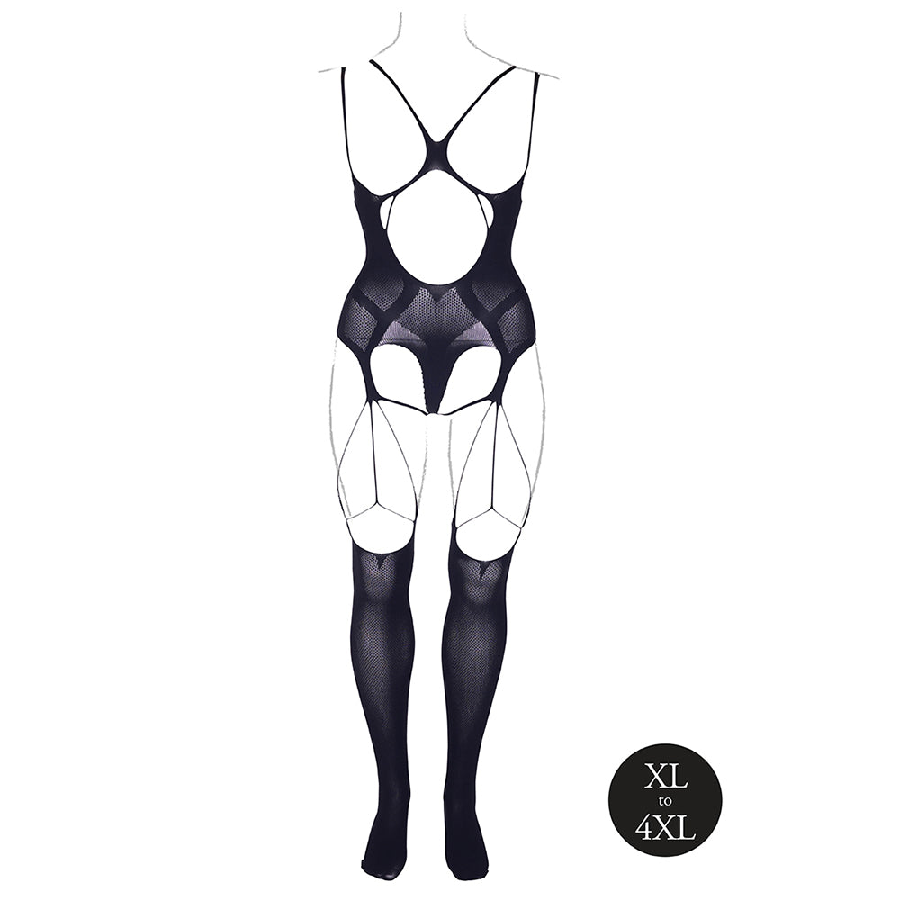 Shots Le Desir Shade Elara VII Bodystocking with Open Cups Black Queen Size