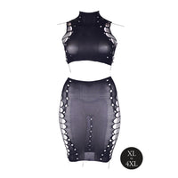 Shots Le Desir Shade Kala XXXVII 2-Piece with Turtleneck, Crop Top & Skirt Black Queen Size