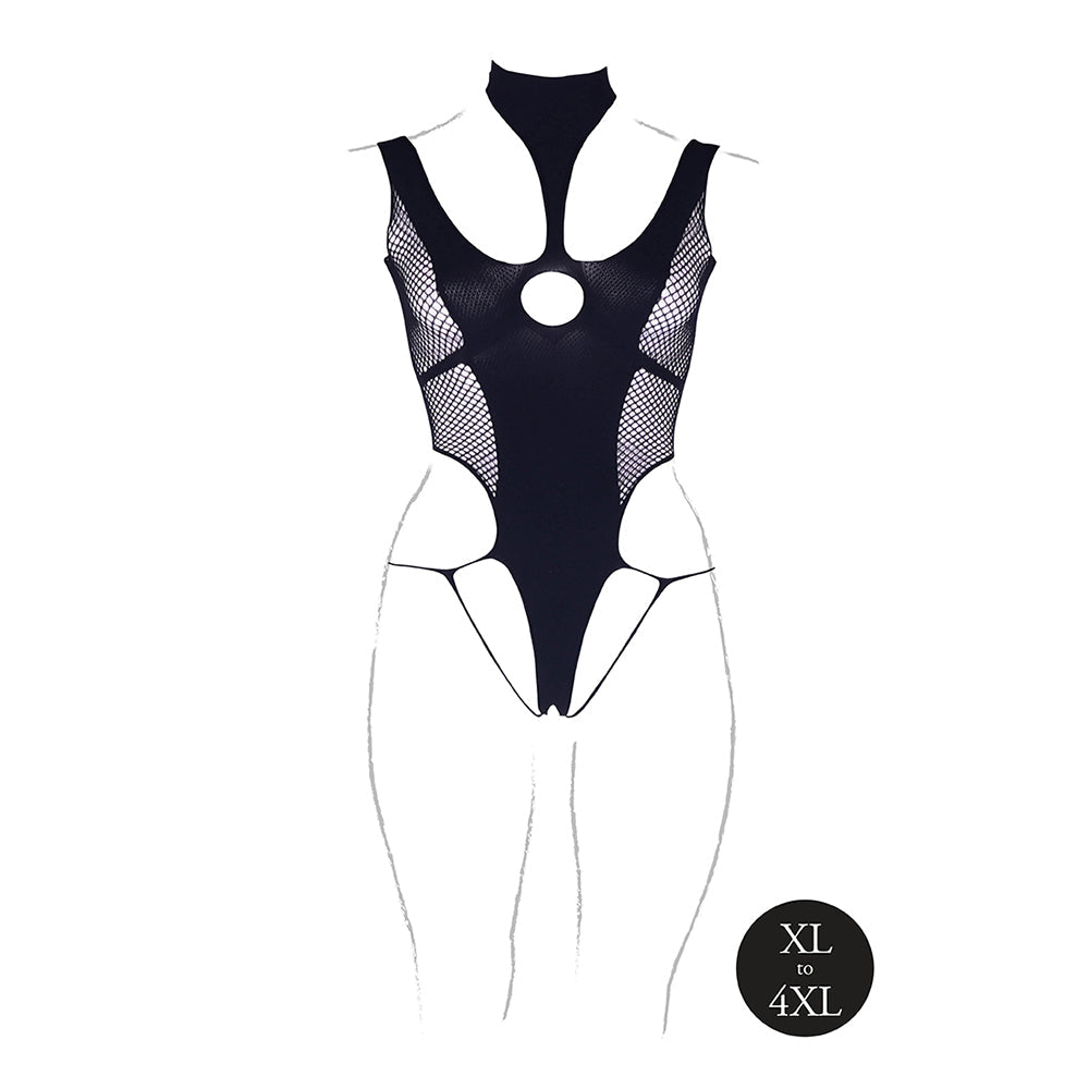 Shots Le Desir Shade Cyllene XLVIII Bodysuit with Turtleneck Black Queen Size