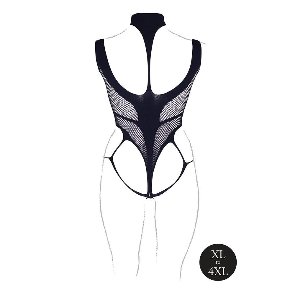 Shots Le Desir Shade Cyllene XLVIII Bodysuit with Turtleneck Black Queen Size