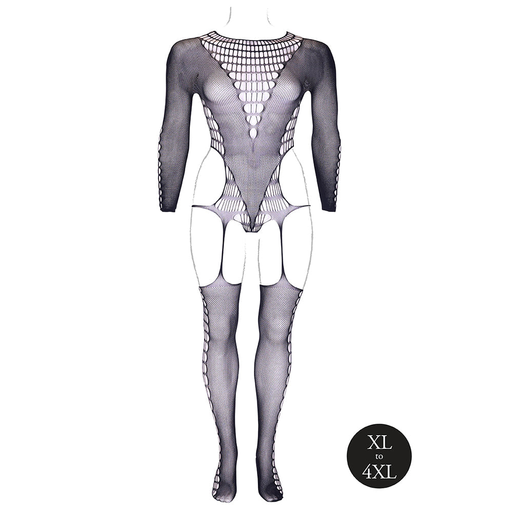 Shots Le Desir Shade Kalyke XXIII Bodystocking with Turtleneck Black Queen Size