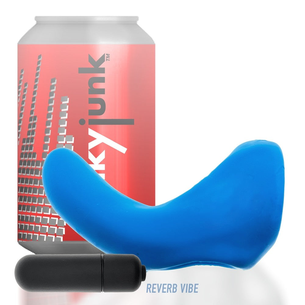 Hunkyjunk Buzzfuck Cock & Ball Sling with Taint Vibrator Teal Ice