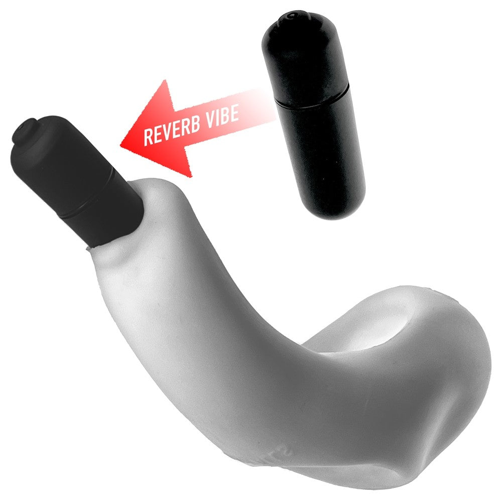 Hunkyjunk Buzzfuck Cock & Ball Sling with Taint Vibrator White Ice