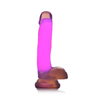 Lollicock Glow-in-the-Dark 7 in. Silicone Dildo with Balls Pink