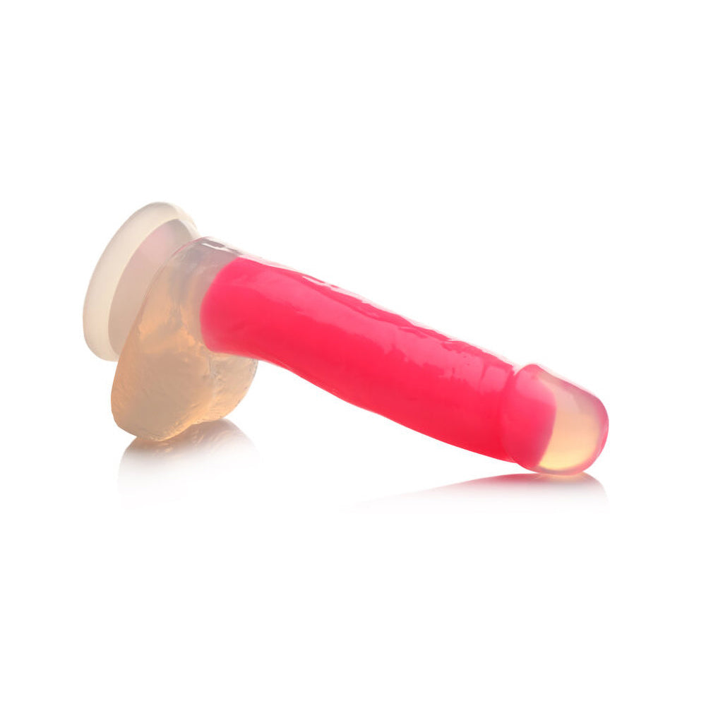 Lollicock Glow-in-the-Dark 7 in. Silicone Dildo with Balls Pink