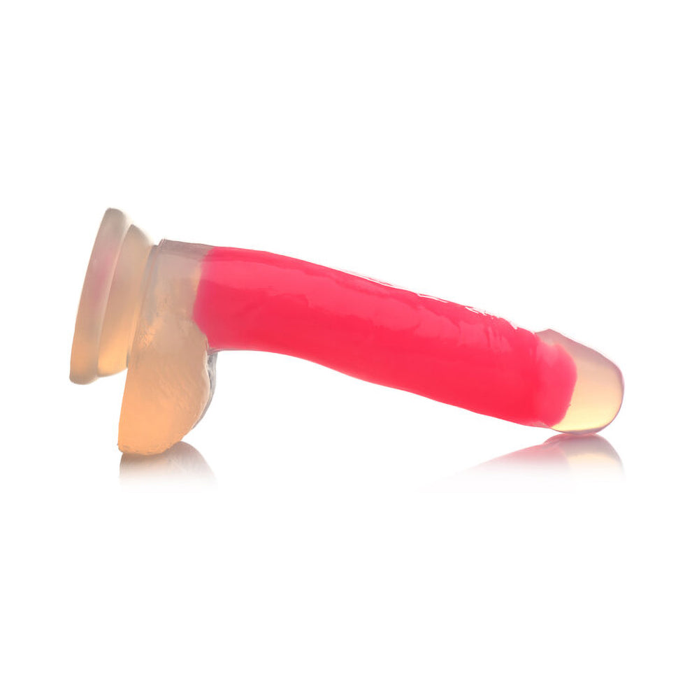 Lollicock Glow-in-the-Dark 7 in. Silicone Dildo with Balls Pink