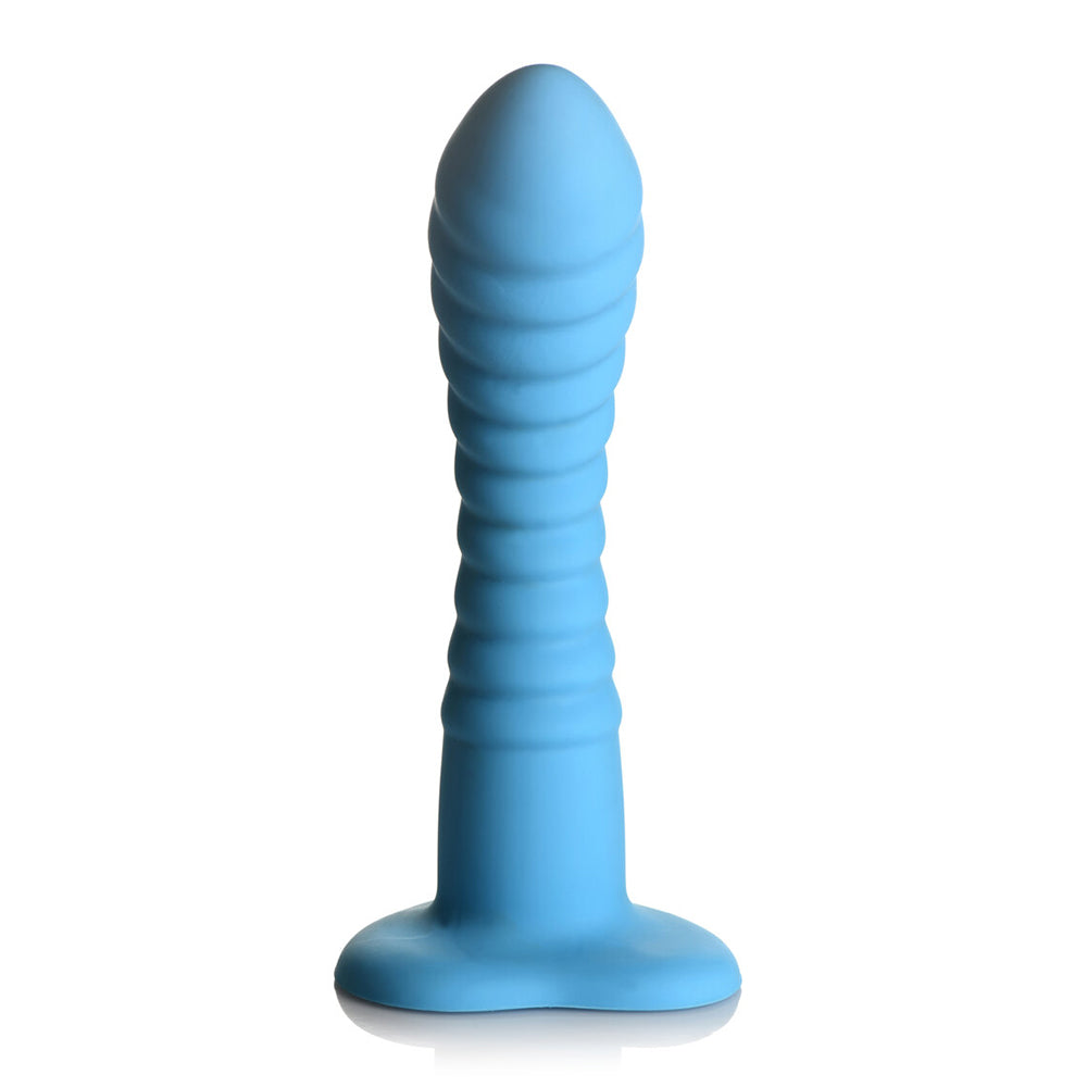 Simply Sweet Ribbed 7 in. Silicone Dildo Blue