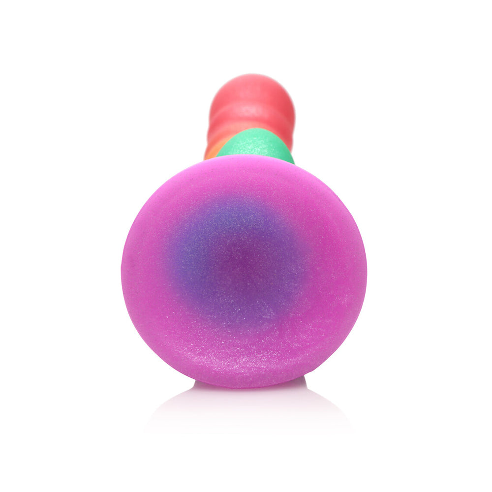 Simply Sweet Ribbed 6.5 in. Silicone Dildo Rainbow