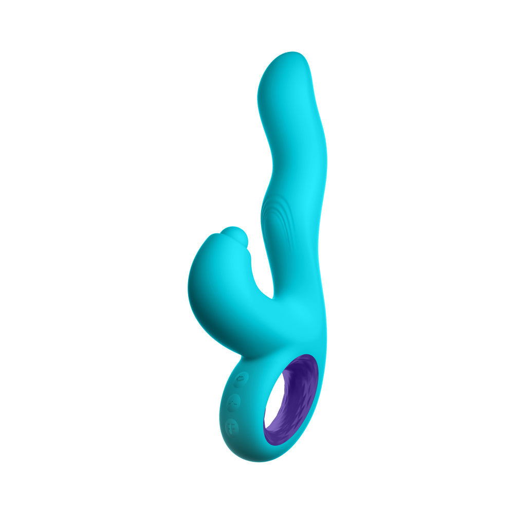 FemmeFunn Klio Rechargeable Silicone Triple Action Thumping Rabbit Vibrator Turquoise