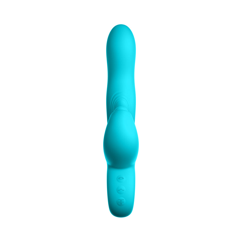 FemmeFunn Klio Rechargeable Silicone Triple Action Thumping Rabbit Vibrator Turquoise