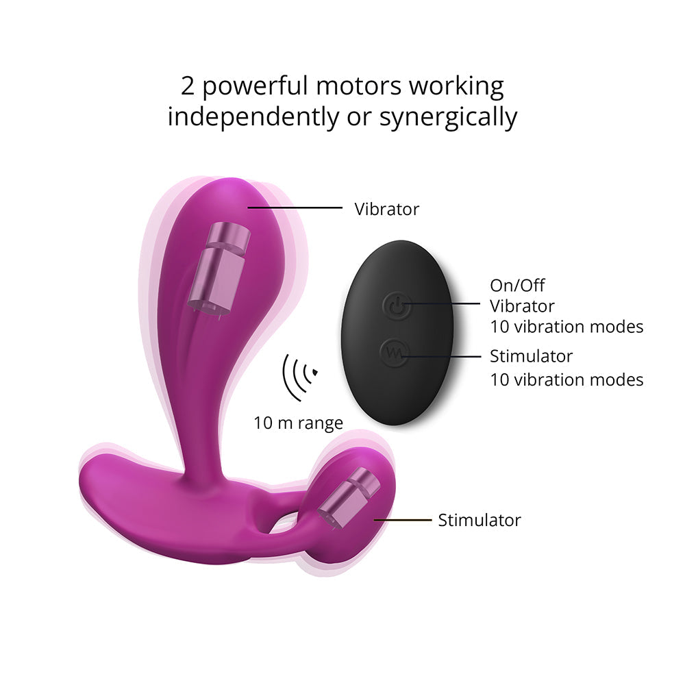 Love to Love Witty Rechargeable Remote-Controlled Silicone P & G Vibrator Sweet Orchid