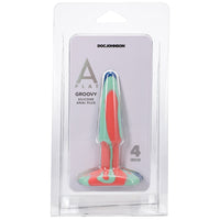 A-Play Groovy Silicone Anal Plug 4 in. Multi-Colored, Yellow