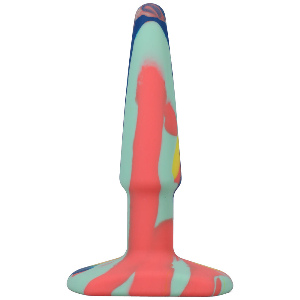 A-Play Groovy Silicone Anal Plug 4 in. Multi-Colored, Yellow