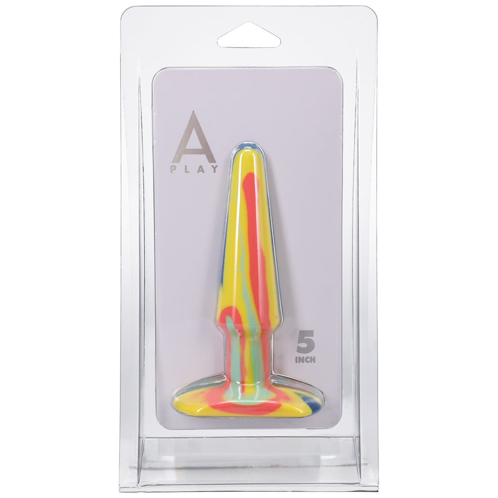 A-Play Groovy Silicone Anal Plug 5 in. Multi-Colored, Yellow